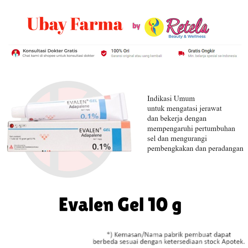 Evalen Gel 10 g / Jerawat /Adapalene