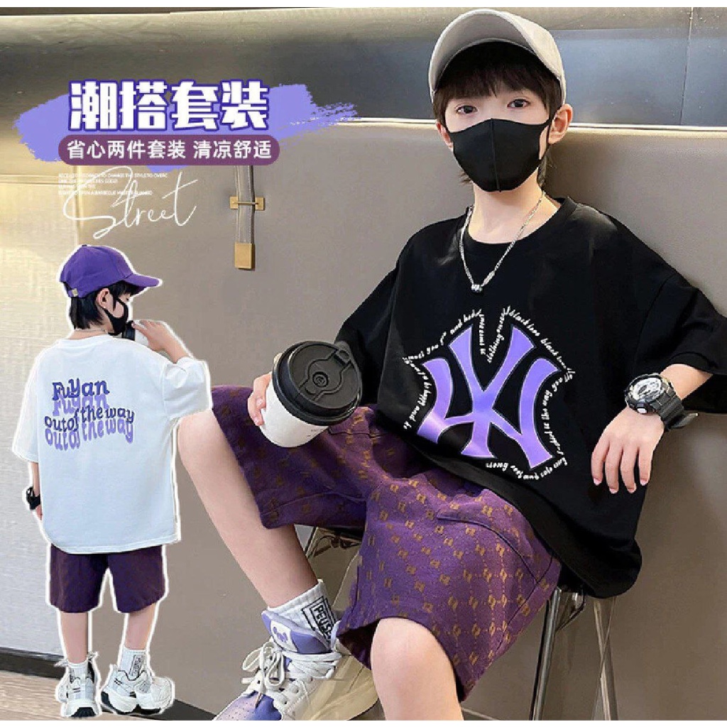 [JEWELS KIDS] GREG PURPLE SET/SETELAN CELANA PENDEK ANAK LAKI LAKI KOREA IMPORT/ SETELAN BAJU FASHIO
