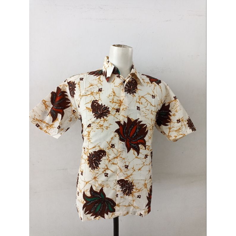 HEM BATIK POLYESTER PRIA KERJA MURAH KUALITAS PREMIUM - GMK838 ONLY SIZE L (2B4E)