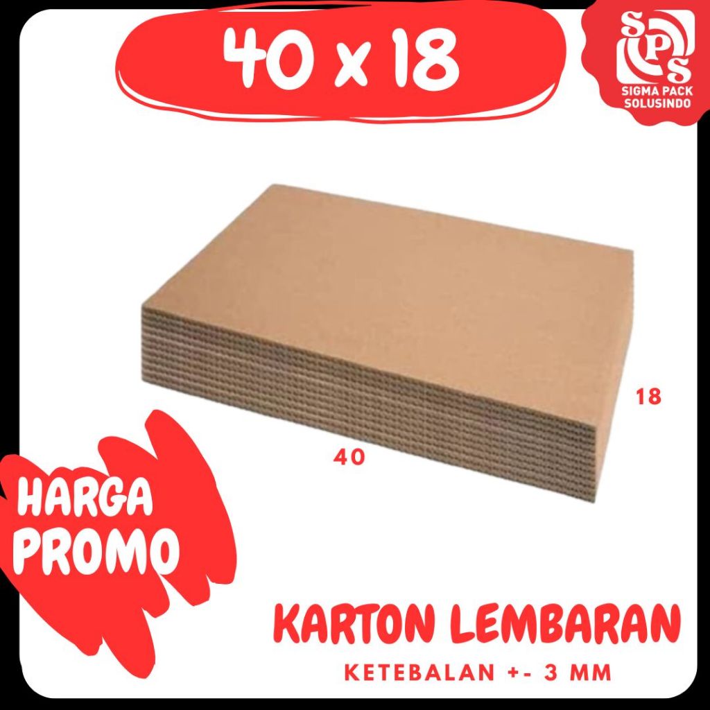 

Kardus Lembaran 40x18 / 40x15 / 18x40 / 15x40 Sheet Polos Single Wall Coklat Karton