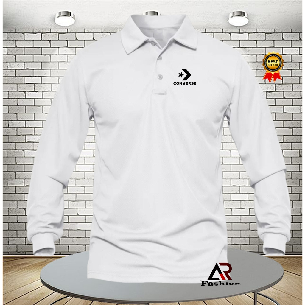 POLO Shirt KAOS POLO LENGAN PANJANG PRIA/WANITA POLO CONVERSE BLACK