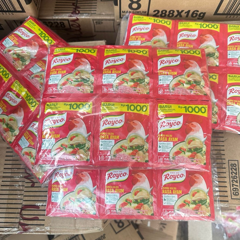 

Royco sachet rasa ayam dpt 12 pcs 16gr brg ecer seribu