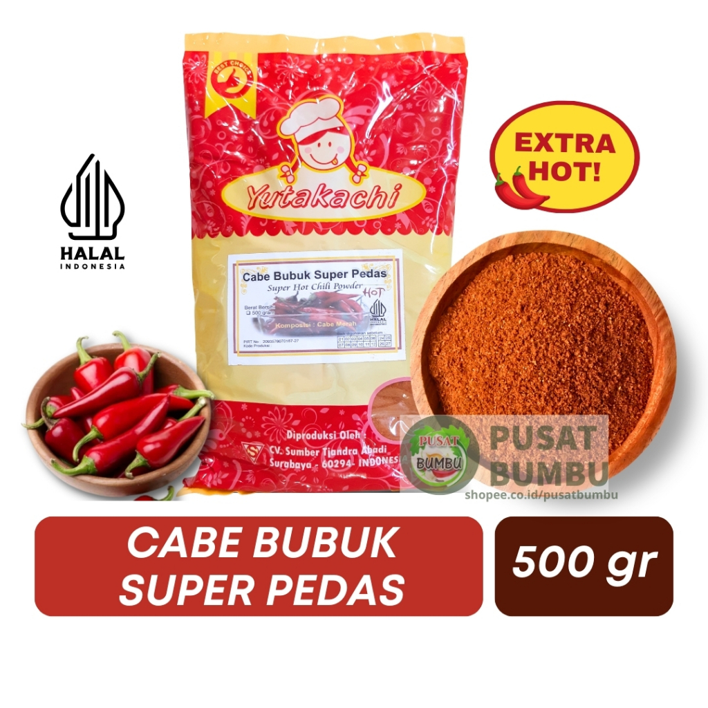 

Bubuk Cabe Super Pedas 500 Gram Yutakachi / Chili Powder Extra Hot / Gochugaru / Cabe Giling