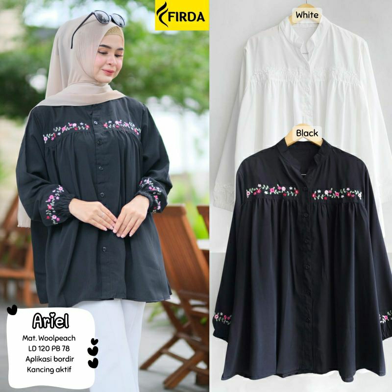 Ariel ld 120 Tunik putih motif Bordir Oversize by Firda