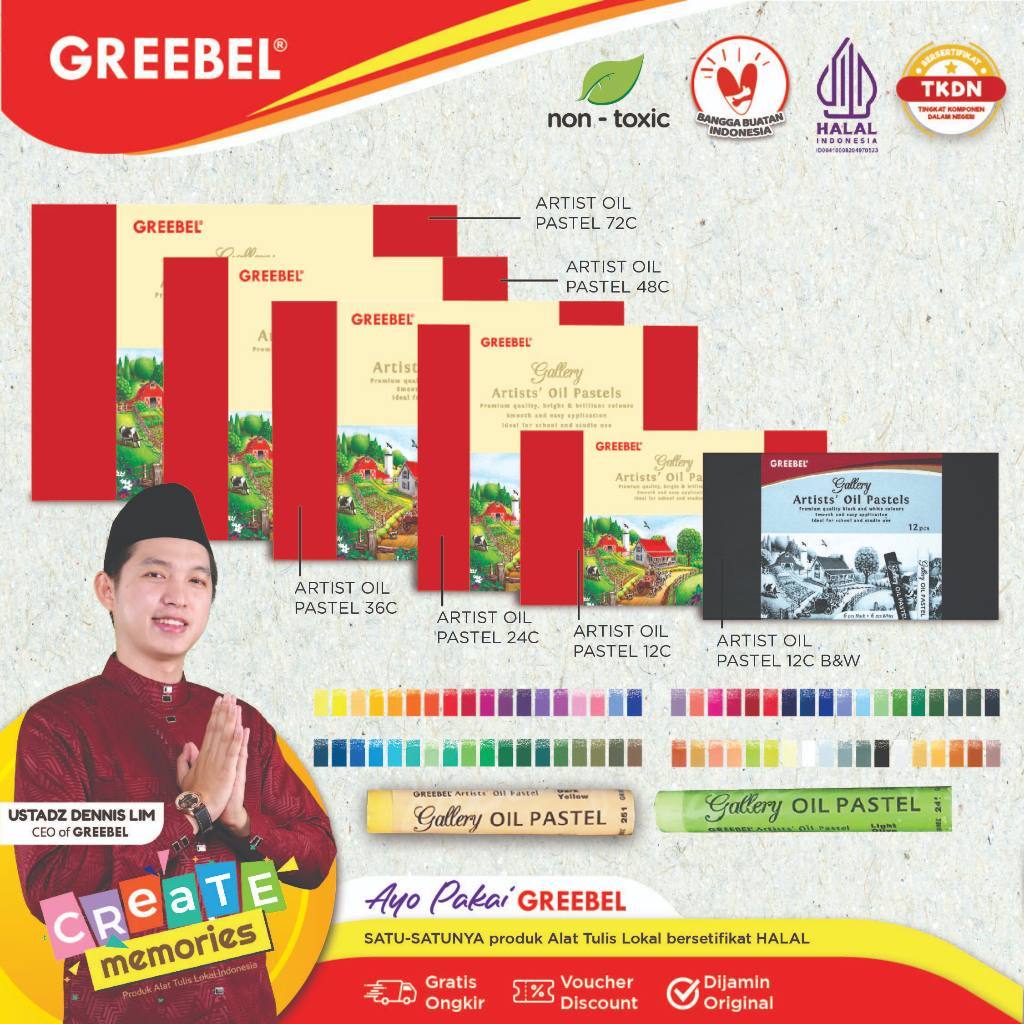 

Crayon Artist Oil Pastel GREEBEL / Krayon Minyak / Krayon Sekolah Anak & Professional Non Toxic