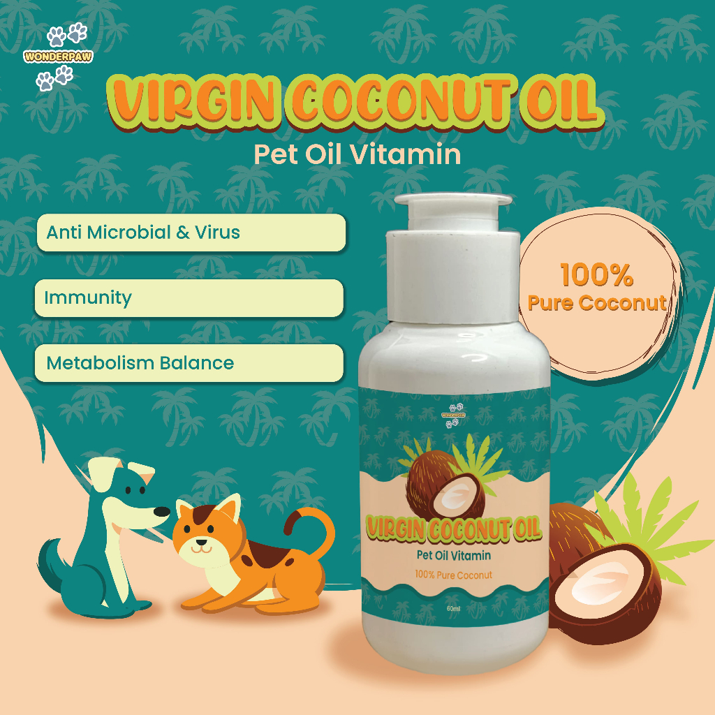 Wonderpaw Minyak Kelapa VCO Anabul Kucing Anjing - Vitamin Coconut Oil untuk Kesehatan Bulu, Sistem 