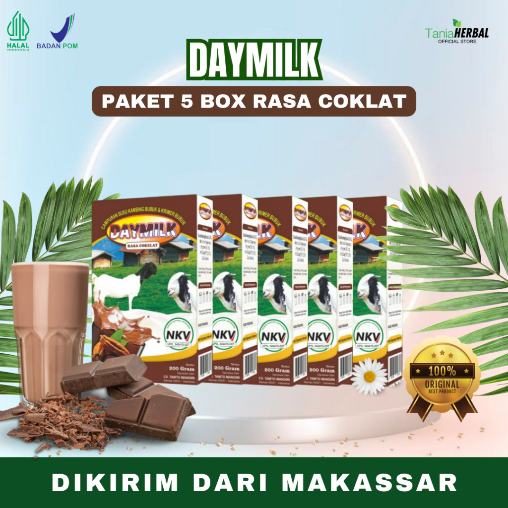 

[PAKET 5 BOX] DAYMILK RASA COKELAT - Susu Kambing Etawa Tidak Bau Prengus Membantu Menjaga Daya Tahan Tubuh dan Bantu Jaga Kesehatan Sendi dan Tulang Dikirim Dari Makassar