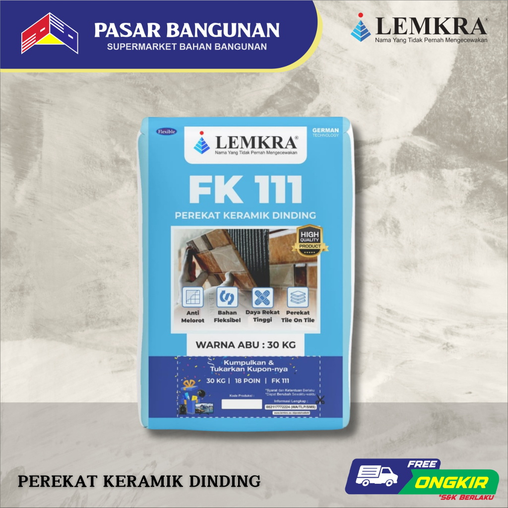 Perekat Keramik Dinding LEMKRA FK 111- Abu