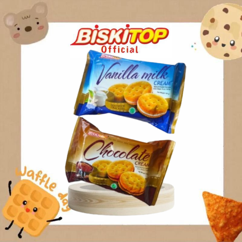 

BISKITOP OFFICIAL - SANDWICH CREAM (165Gram) Biskuit Enak Manis Rasa Cream coklat vanilla Terbaru Murah Anak Dewasa