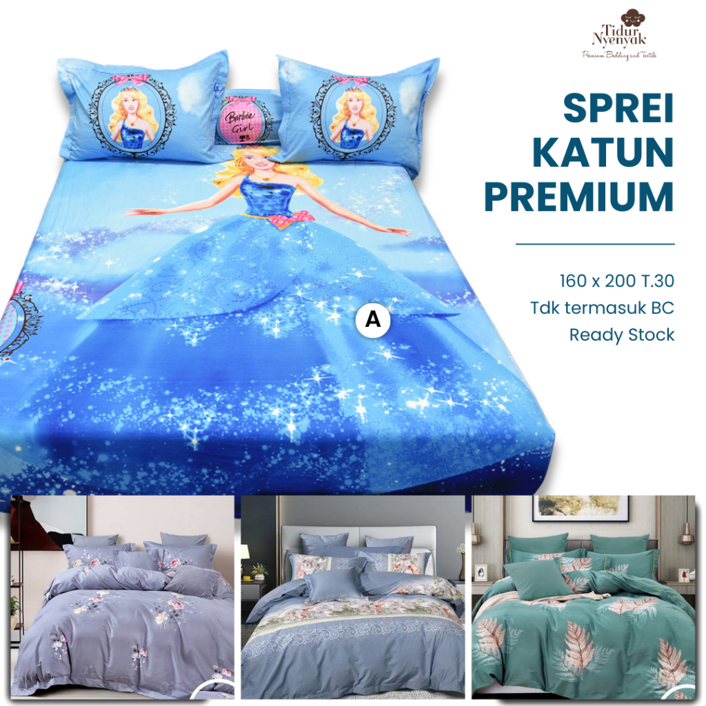 SPREI 160X200 TINGGI 30CM PRINCESS KATUN JEPANG REACTIVE PREMIUM HALUS LEMBUT WEDDING GIFT KOLASE