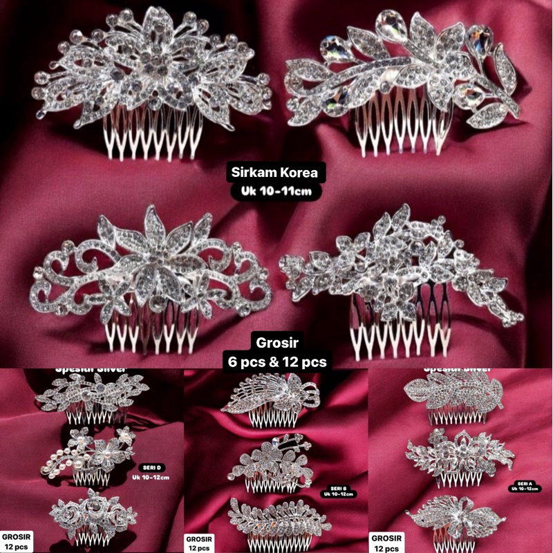 12 PCS Sirkam Rambut Silver 10-12cm / Aksesoris Tusuk Rambut / Hiasan Rambut Sirkam Fashion Korea GR