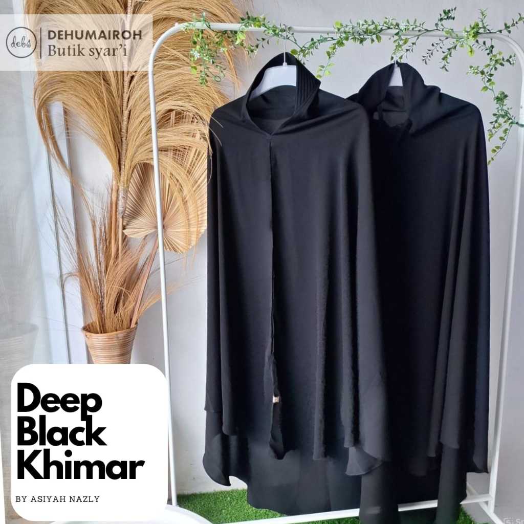 Deep Black Khimar by Asiyah Nazly / Khimar Jetblack / Khimar Hitam / JIlbab Hitam Pekat / Jilbab Hit