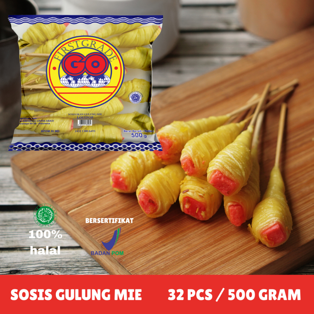 

KARUNIA [FROZEN FOOD GO] Sosis Ikan Gulung Mie Lolypop ISI 20 (500GR) Makanan INSTAN NUGGET SOSIS BPOM HALAL