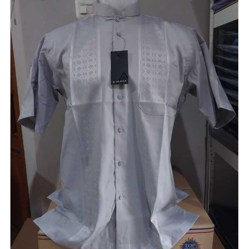 (LENGAN PENDEK ) Baju KOKO ALISAN BORDIR  lengan pendek TERMURAH (100% ORI)