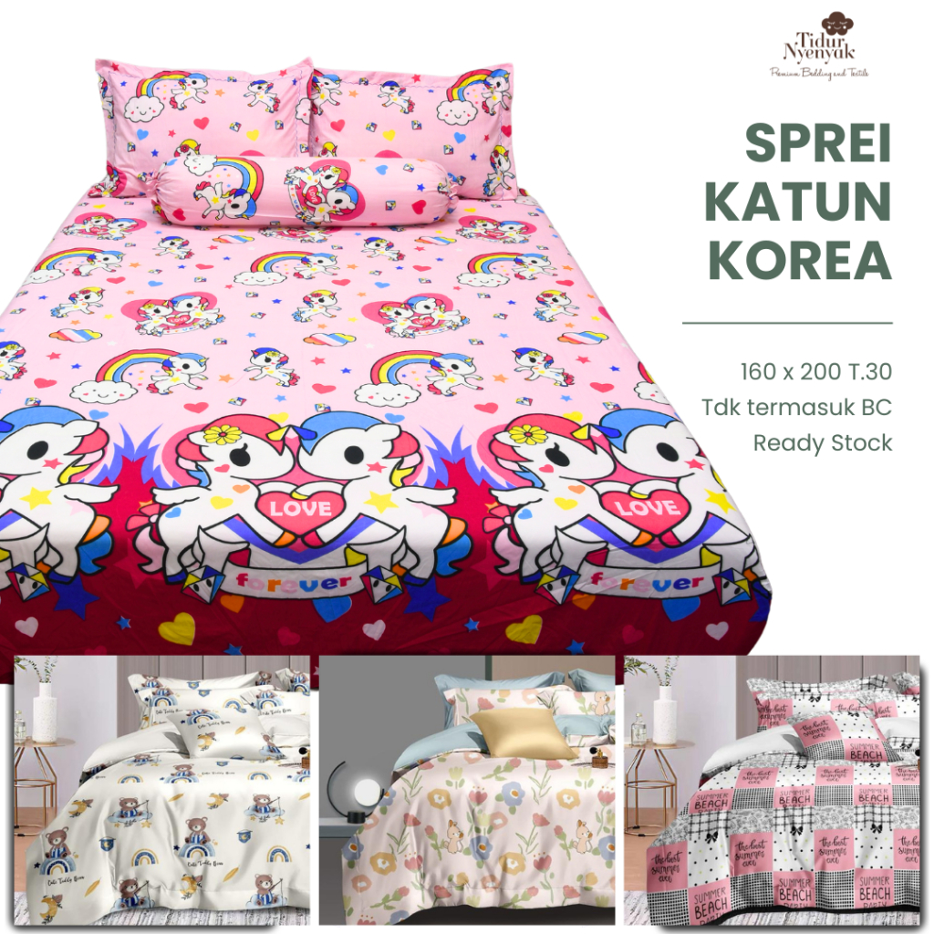 SPREI MICROTEX DISPERSE UKURAN 160X200X30 CM MOTIF SAKURA FLORAL TROPICAL AVANTI SPREI KOREA KARET S