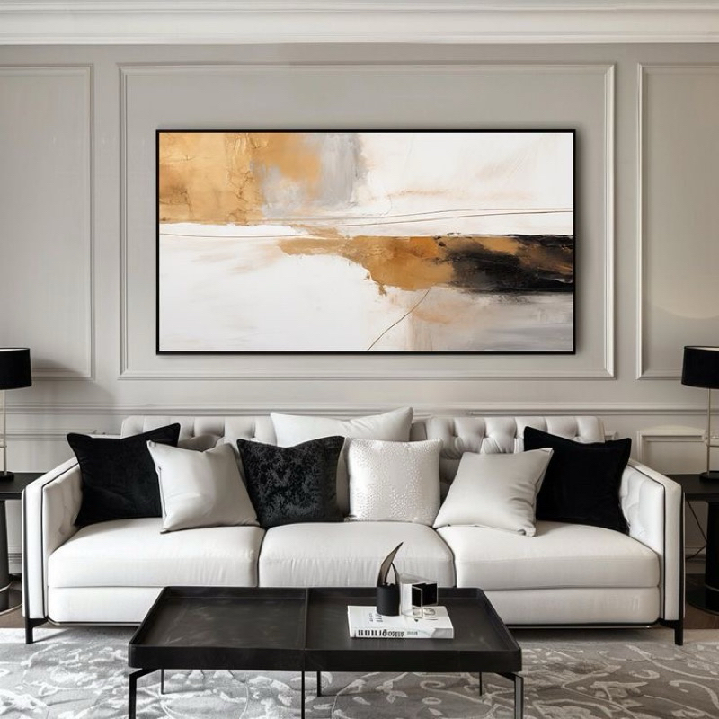 Lukisan abstrak gold