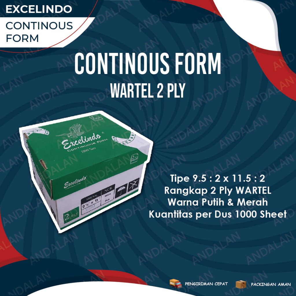 

Continuous Form Excelindo 9.5:2 x 11:2 Wartel 2ply