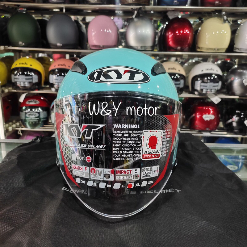 Helm Half Face KYT Galaxy Flat R Warna Aqua Blue / Biru Aqua