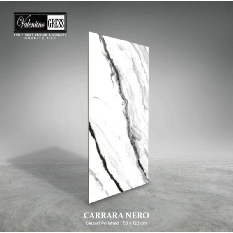 Granit/Keramik Lantai/Dinding 60x120 CARRA NERO Glazed Polished Kw1 By VALENTINO GRESS