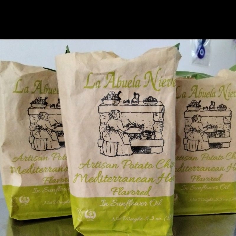 

KRIPIK LA ABUELA NIEVES ARTISAN POTATO CHIPS MEDITERRANEAN HERBS FLAVORED 150 gr