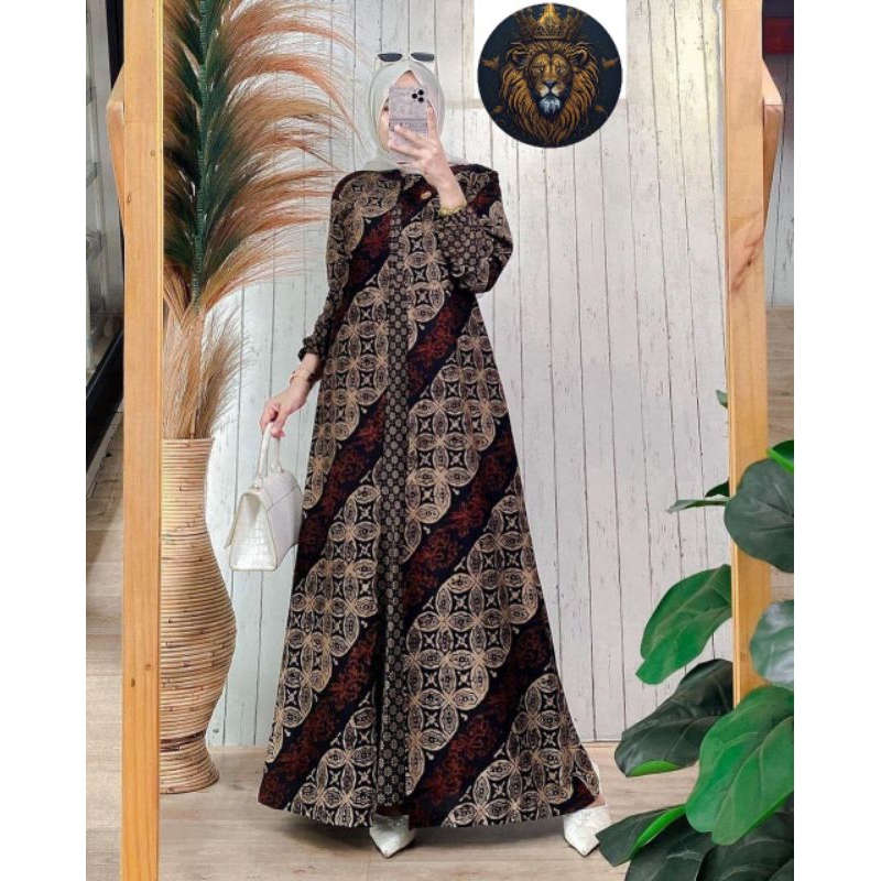 Gamis Batik Cardigan Katun Senomito