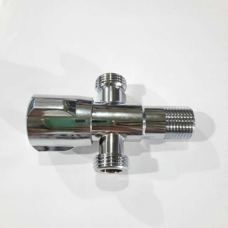 Kran Shower Cabang 2 ukuran drat ½ inch merk Unnu Stainless Steel / Kran Cabang 2 Stainless 1/2 inch
