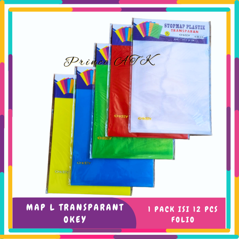 

MAP PLASTIK L OKEY ISI 12 PCS OKEY TRANSPARANT UKURAN FOLIO