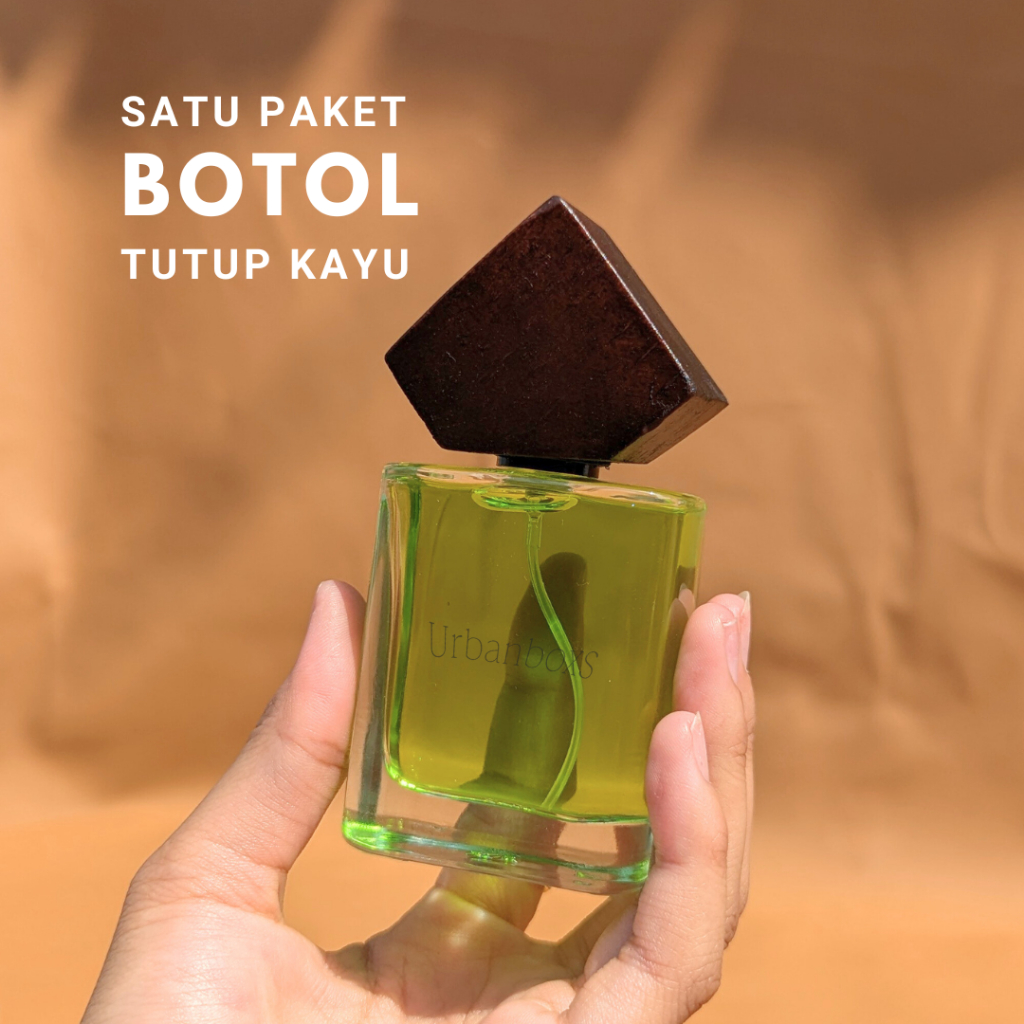 Botol parfum tutup kayu unik - botol 50ml drat