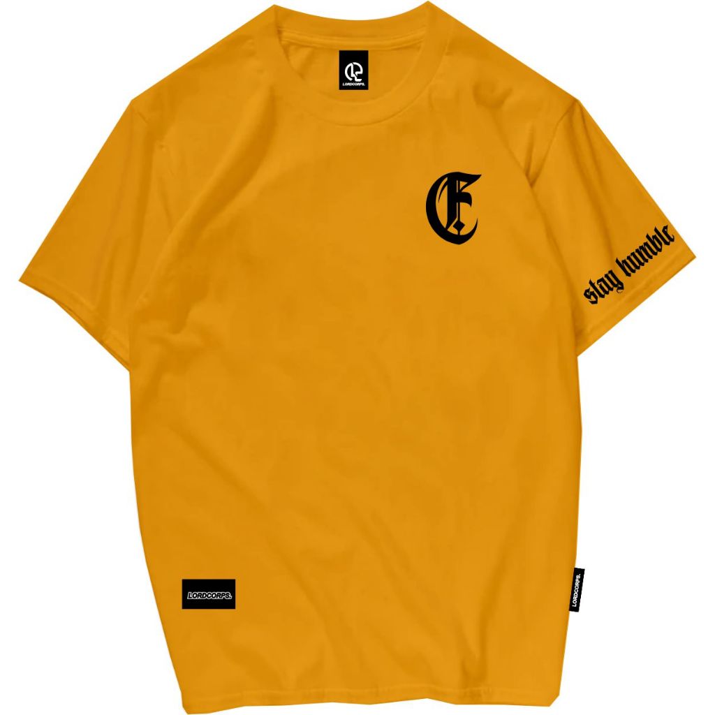 Kaos distro pakaian pria wanita 100% Original distro lordcorps art front hand T-shirt Kuning