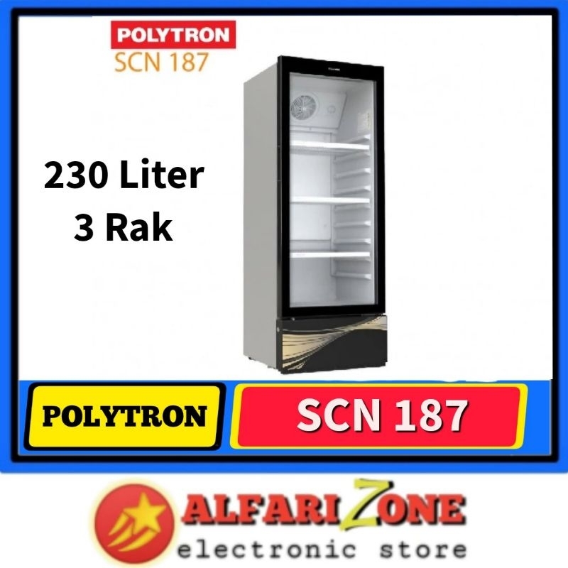SHOWCASE DISPLAY COOLER POLYTRON SCN187 SHOWCASE HITAM 3 RAK PENDINGIN