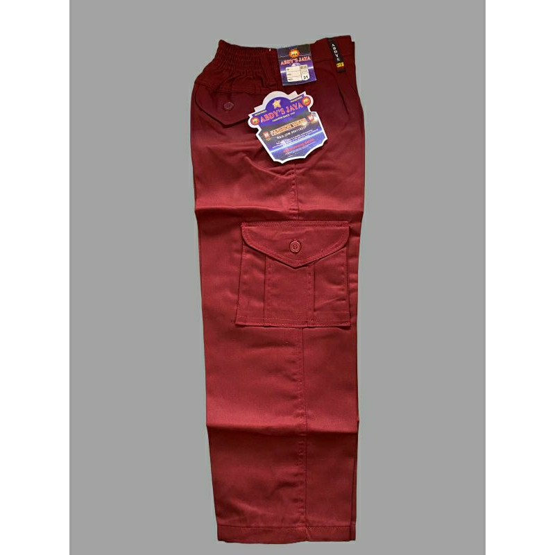 Celana Panjang Merah SD Kantong Samping / Pinggang Karet