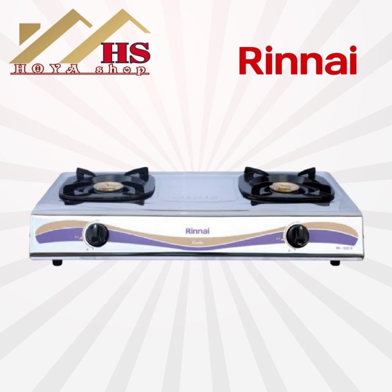 RINNAI kompor gas RI 522 E, rinai 2 tungku stanless, kompor rinai 2 mata 522E