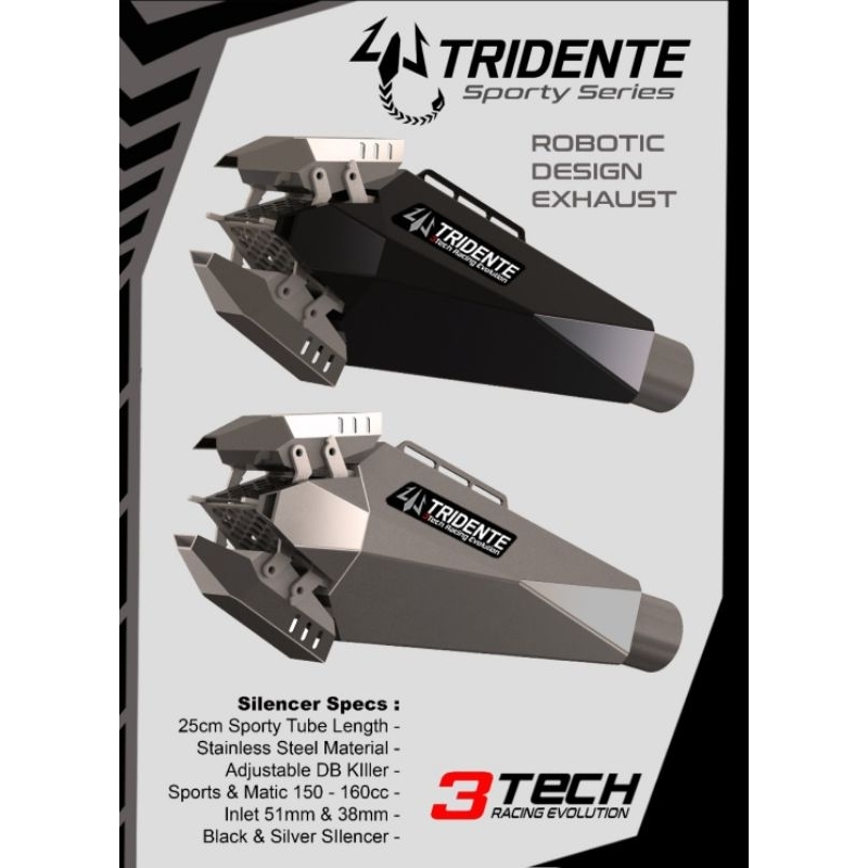 FULLSET KNALPOT RACING 3TECH TRIDENTE SCORPION SPORTY SERIES 3 SUARA