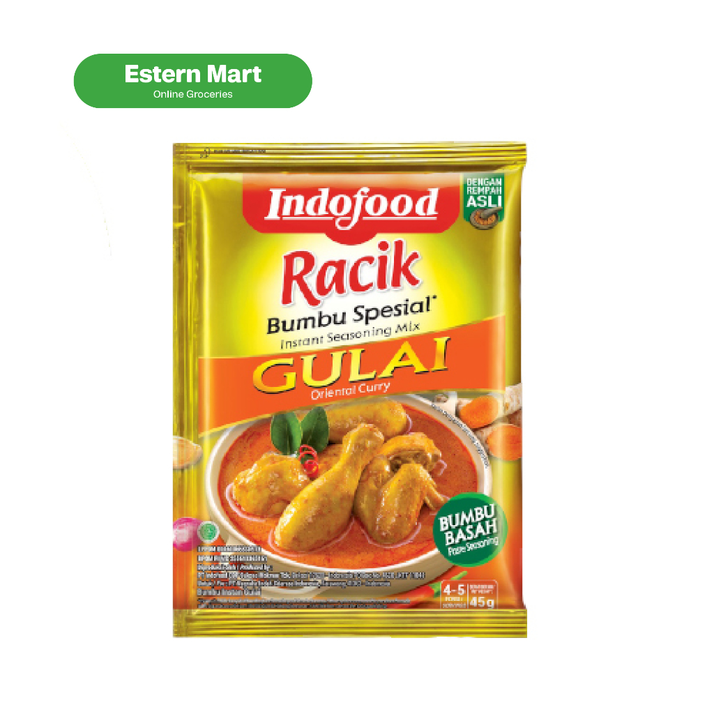 

Indofood bumbu racik gulai 45gr | bumbu instan gulai | bumbu bubuk gulai | bumbu dasar | bumbu masak