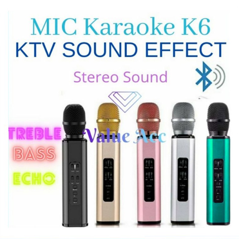 Barang Pilihan Mic K6 Mic Wireless Bluetooth Karaoke Player K6 Microphone Speaker KTV Efek