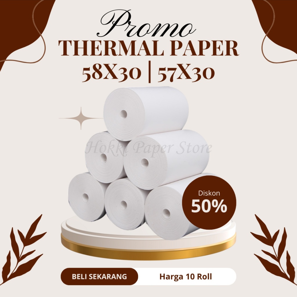

10 ROLL KERTAS STRUK THERMAL PAPER ROLL 58MM 58x30 TERMAL EDC THERMAL PRINTER MINI BLUETOOTH 57x30 CORELESS PREMIUM