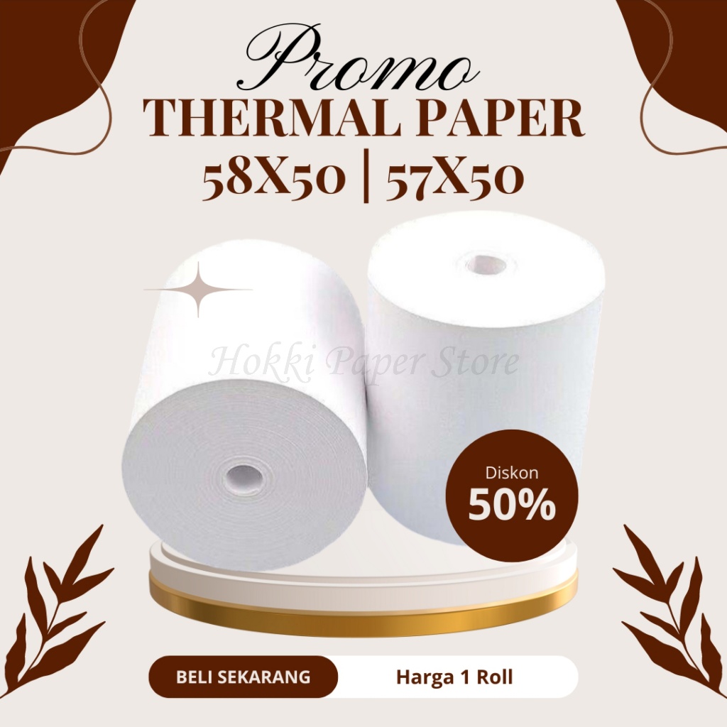 

KERTAS THERMAL STRUK KASIR / PPOB PAPER ROLL 57X50 58X50 CORELESS TERMAL POS RECEIPT MINI PRINTER BLUETOOTH 58MM 57X50MM 58X50MM PANDA VSC EPPOS IWARE CORELESS TANPA CORE