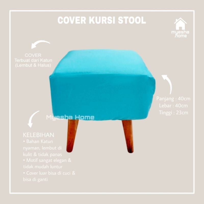 Cover Kursi Stool Kotak / Sarung Kursi Stool Kotak warna Biru Muda