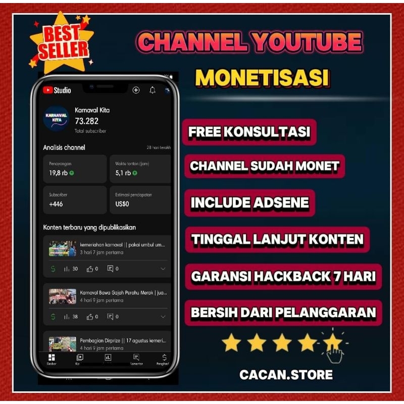 Channel Youtube monetisasi Termurah || Bergaransi Aman