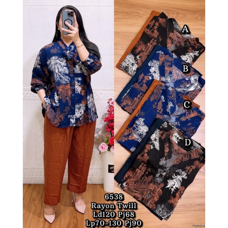 LF 6538 SETELAN CP CORAK JUMBO BAHAN RAYON TWILL