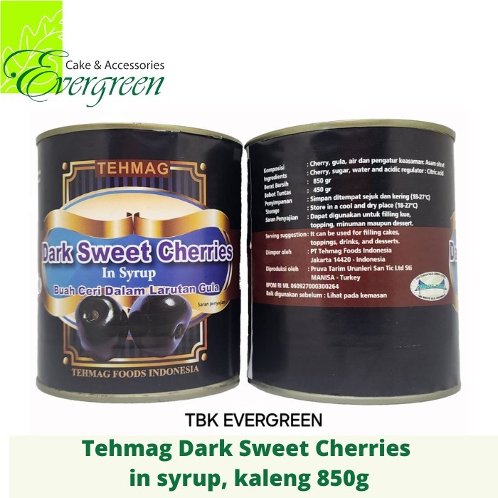 

Tehmag Dark Sweet Cherries Kaleng in syrup 850 gram