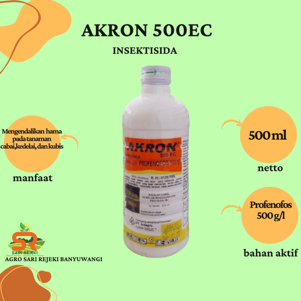 Akron 500 EC - 500 ml Insektisida Pembasmi Ulat Grayak Tanaman Cabai,Kedelai,Kentang,Kubis