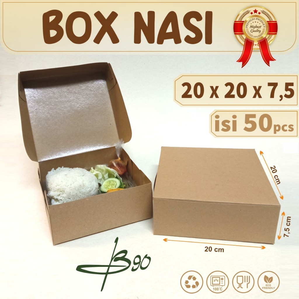 

Box Nasi Kraft 20x20 isi 50pcs