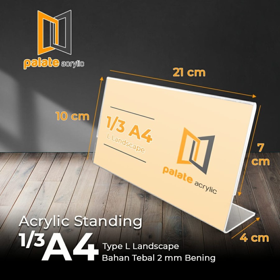 

AKRILIK TENT HOLDER 1/3 A4 / TEMPAT BROSUR / DISPLAY / L LANDSCAPE 2MM