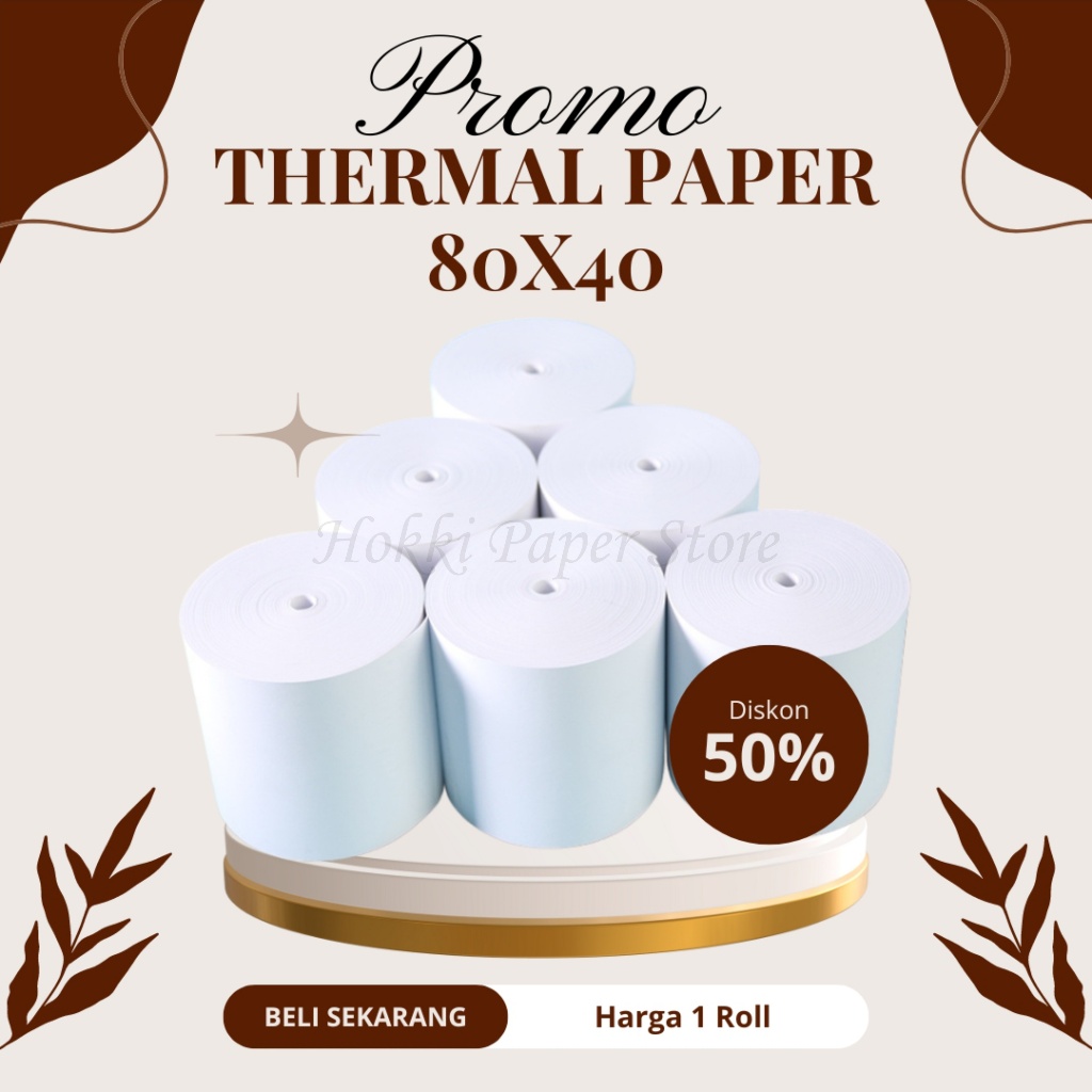

KERTAS THERMAL STRUK KASIR / PPOB PAPER ROLL 80X40 CORELESS TERMAL POS RECEIPT MINI PRINTER BLUETOOTH 80MM 80X40MM PANDA VSC EPPOS IWARE CORELESS TANPA CORE