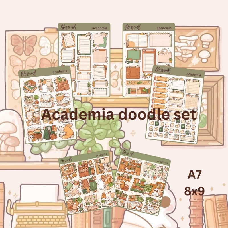 

BlossomB - academia doodle sticker set Hand drawing sticker sheet / waterproof sticker / sticker deco / sticker vinyl aesthetic / handmade sticker / sticker tumblr / stiker anti air / sticker buku journal / sticker HP laptop