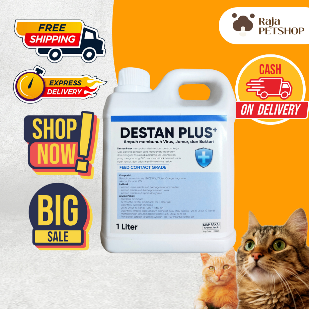DESINFEKTAN KANDANG DESTAN PLUS 1 LITER - Disinfektan BKC 10% - Desinfektan Ayam Bebek Sapi Kambing 