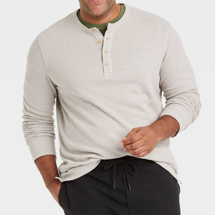 Men Textured Henley Tshirt Bigsize Original - Kaos Pria Jumbo GF0092