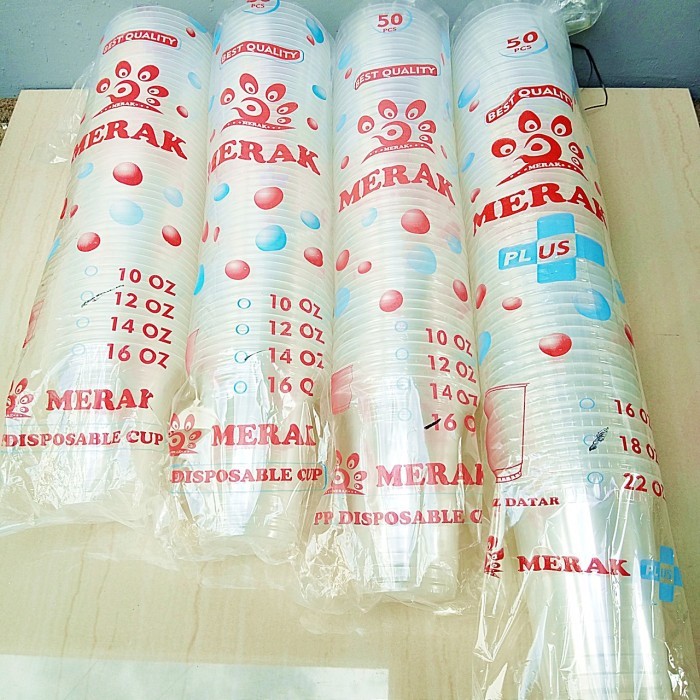 HARGA MURAH!CUP PLASTIK MERAK 10 oz, 12 oz, 14 oz, 16 oz, 22 oz