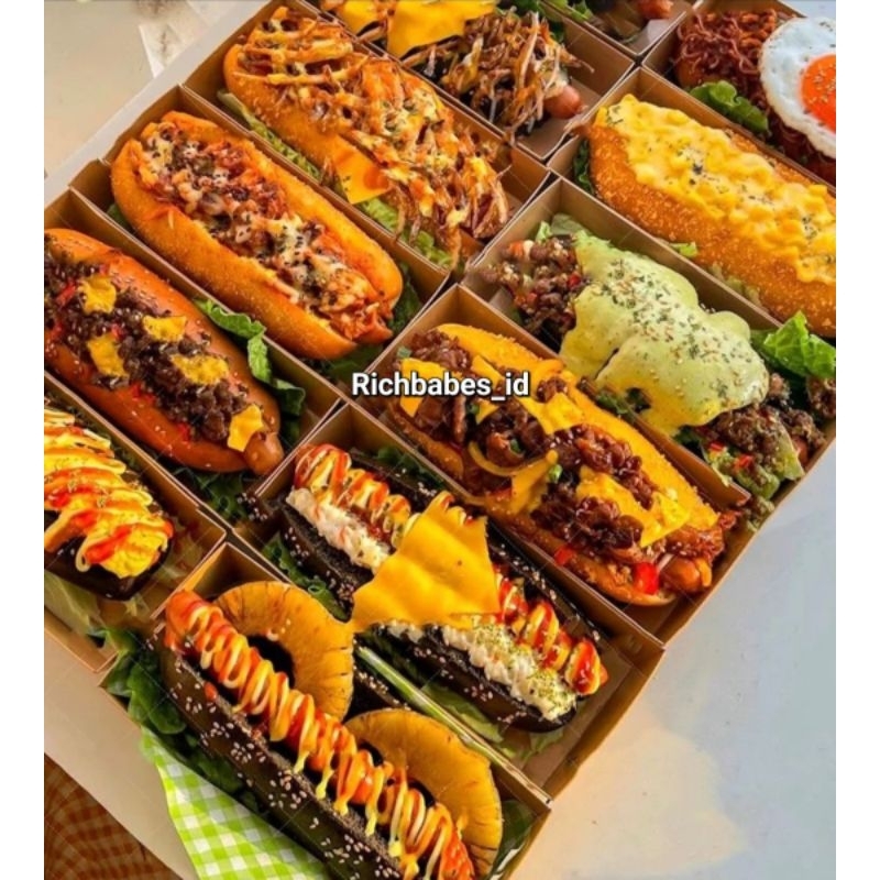 [10 pcs] Hotdog packaging kemasan hotdog box hotdog kotak corndog wadah hotdog wadah burger wadah ja